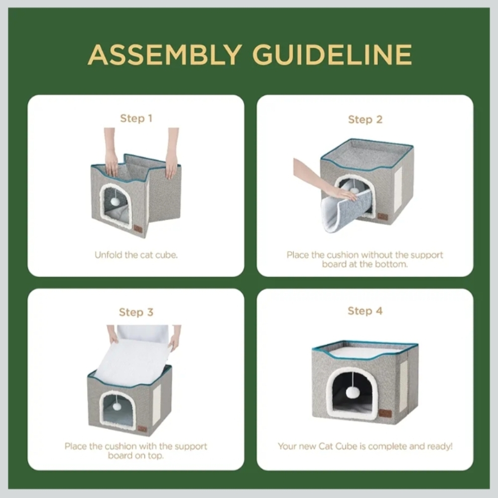 Cat Cube by Bedsure Comfy Pet, Grey NIB .1 - Picture 6 of 15